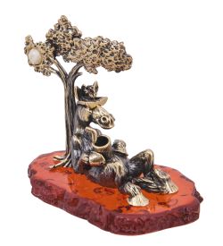 AM-4244 Фигурка «Лошадь Жизнь Кайф» (латунь, янтарь)