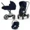 Детская коляска Cybex Priam IV 3 в 1 Rebellious Luxury Denim Blue шасси Chrome Brown