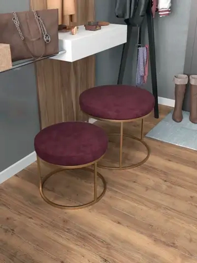 Комплект круглых банкеток - ЗБОРД - бордовое на золотом