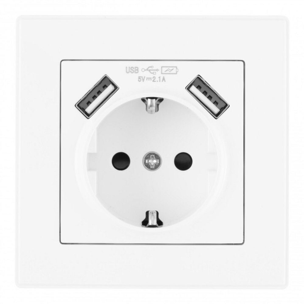 Розетка с заземлением и со шторкой и 2хUSB Arte Milano SET06-1 SET06-1-47-1 white