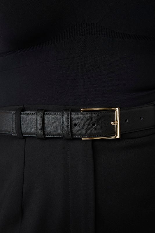 Классический ремень из кожи saffiano, 35 мм; черный