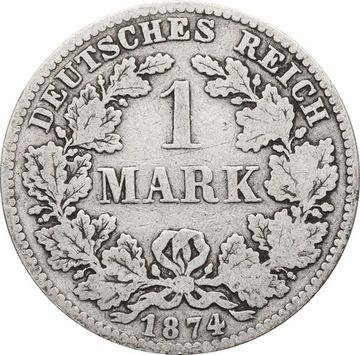 1 марка 1874 Германская Империя "D"