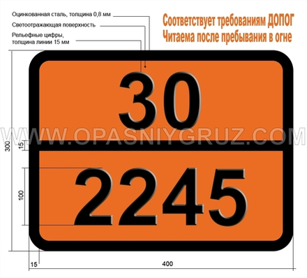 Табличка Опасный груз 30-2245 ЦИКЛОПЕНТАНОН