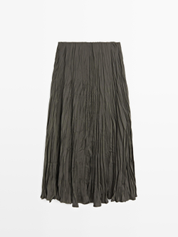 Massimo Dutti Длинная струящаяся плиссированная юбка, серый