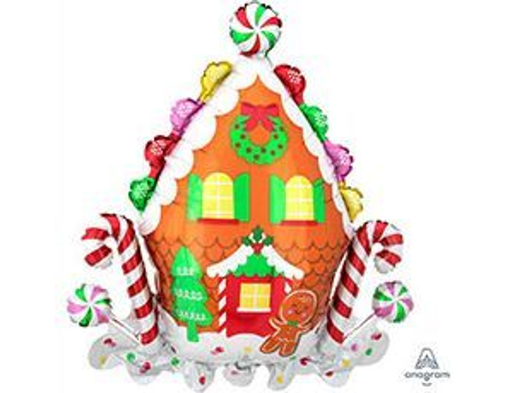 Шар фольгированный ( 76 см) фигура,Домик Пряничный, 1шт.