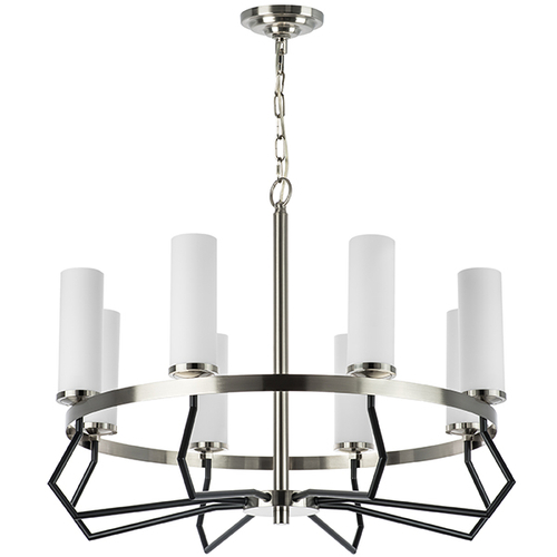 723085 Люстра FLUME 8х40W E14 ЧЕРНЫЙ МАТОВЫЙ/НИКЕЛЬ