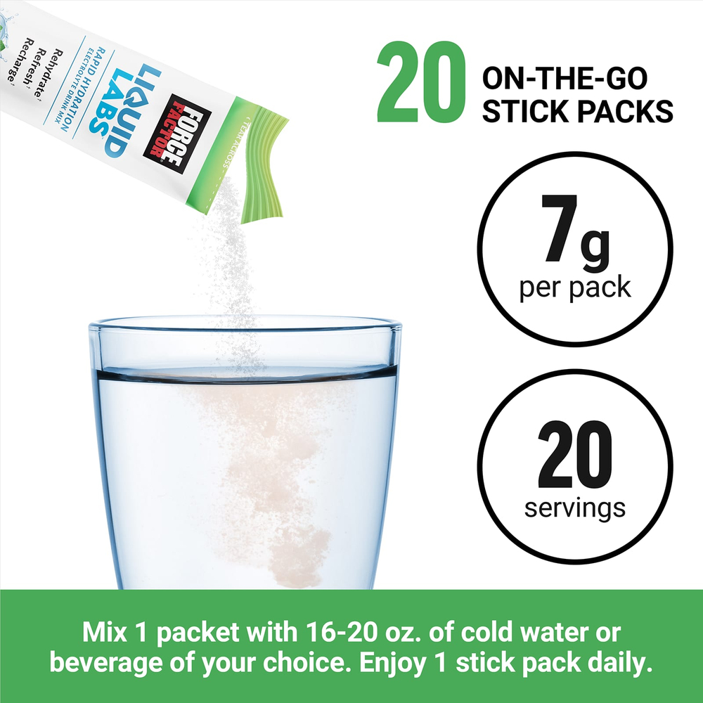 Force Factor, Liquid Labs, лимон и лайм, 20 пакетиков по 7 г (0,25 унции)