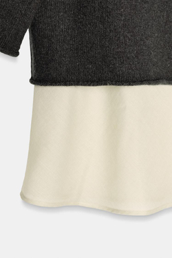 ZARA СВИТЕР ИЗ ШЕРСТИ С АТЛАСНЫМИ ДЕТАЛЯМИ, УГОЛЬНЫЙ