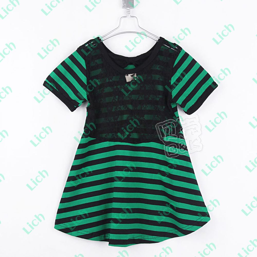 Туника детская в полоску с гипюровой спинкой