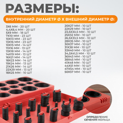 WDK-214042 Набор уплотнительных колец резиновых, черные, 419 шт.