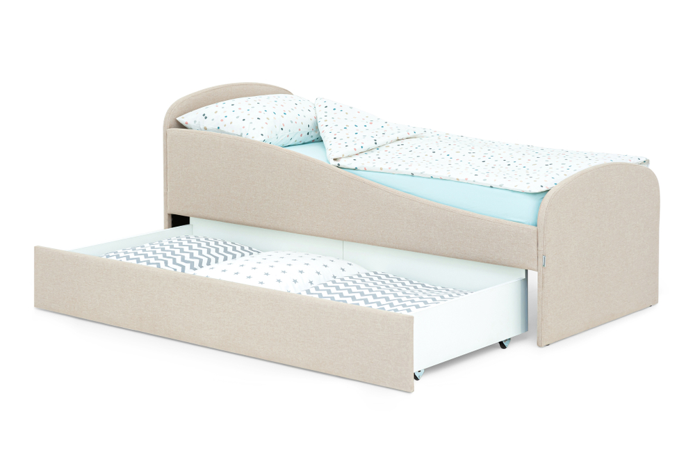 Детская мягкая кровать с ящиком Бельмарко Letmo карамель рогожка