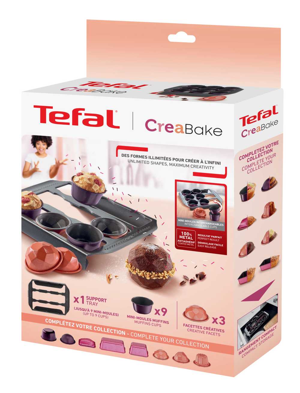 Стартовый набор Tefal Creabake J304SS04 поднос-держатель + 9 форм Muffin +  3 формы