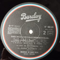 Винтажная виниловая пластинка LP Nino Rota (Bande Du Film) Le Casanova De Federico Fellini Казанова Федерико Феллини (France 1980)