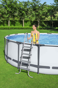 Каркасный бассейн Bestway 457х122 см + фильтр-насос 3028 л/ч, тент, лестница (56438 BW)