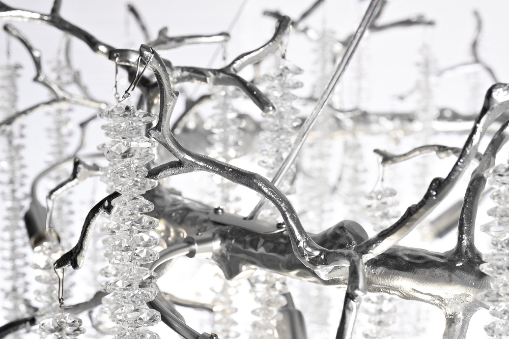 Люстра 80х45см Garda Decor серебряная со стекляными каплями