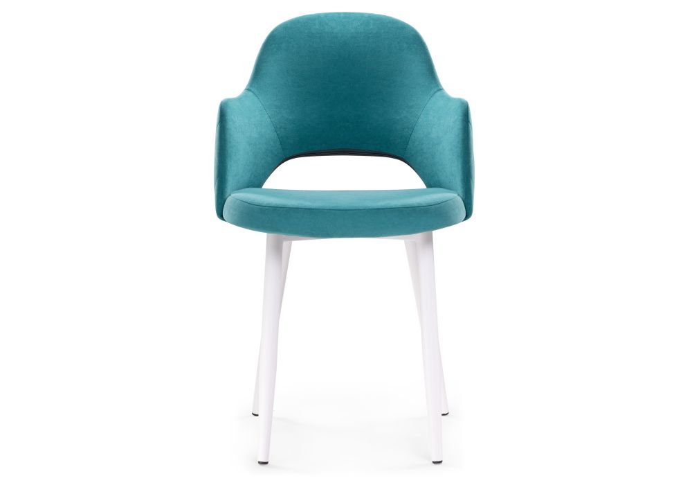 Стул на металлокаркасе Гутрид ромбы сзади белый / бирюзовый