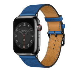 Apple Watch Hermès - 45mm Bleu de France Swift Leather H Diagonal Single Tour