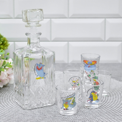 Набор 7 предметов (Графин 500мл, 6 стопок 50мл) "Приколы"