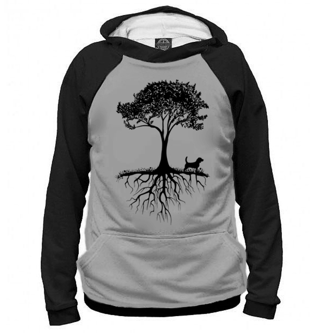 Толстовка "Бигль  у дерева"
