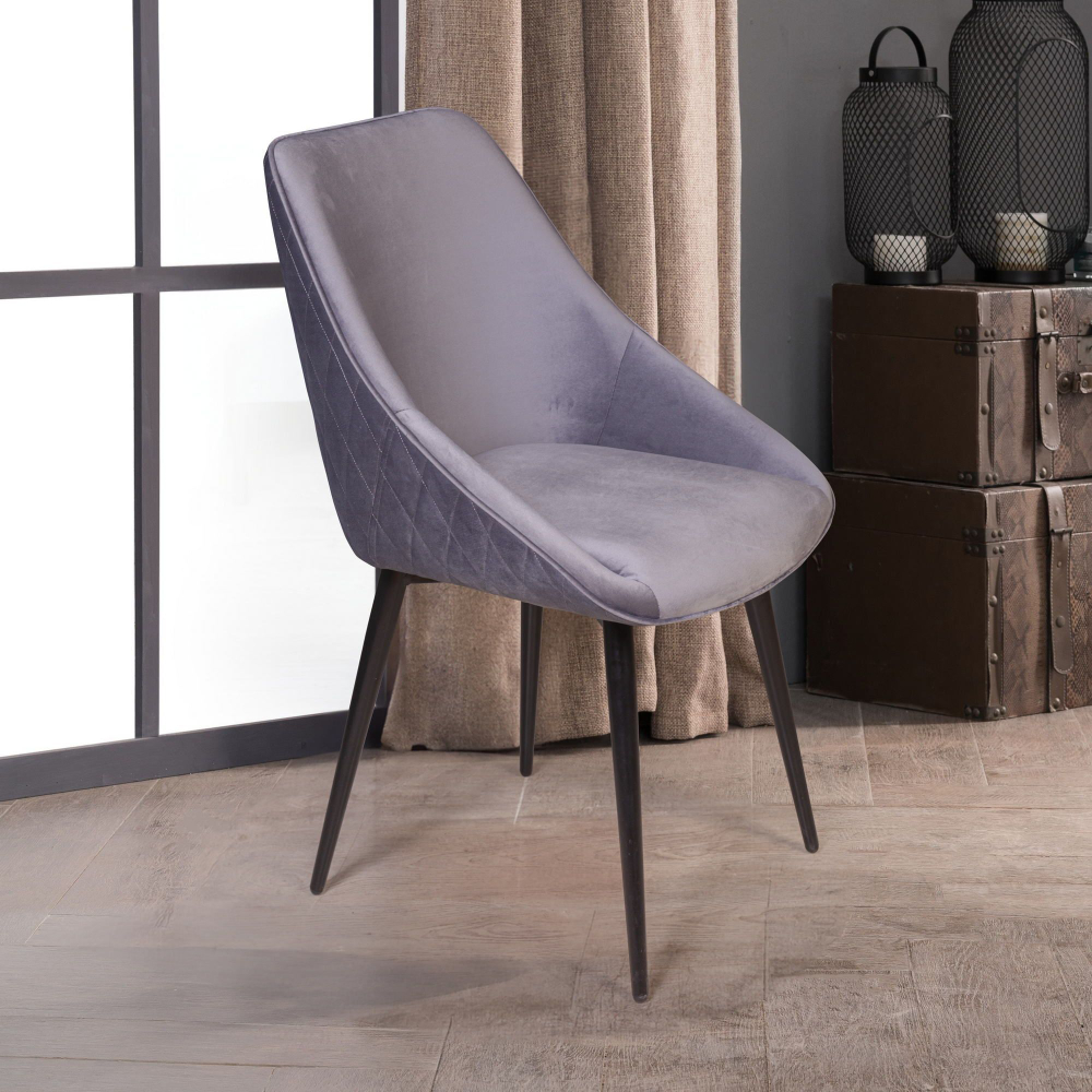 Стул Neo ромб, бархат светло-серый 26/опора конус