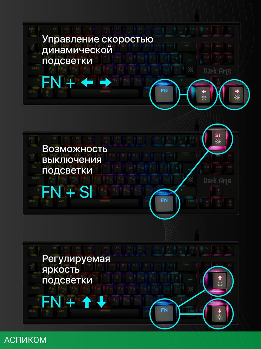 Клавиатура Defender Dark Arts GK-375 (45375)