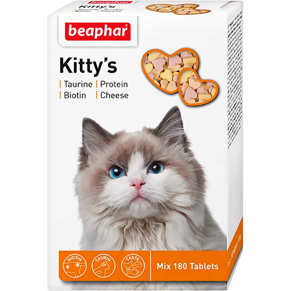Лакомство &quot;Витаминки&quot; сердечки (таурин, биотин, протеин и сыр) 180 шт - для кошек (Beaphar Kitty&#39;s Mix)