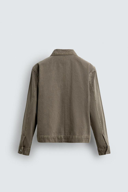 ZARA ДЖИНСОВАЯ КУРТКА-РУБАШКА НА МОЛНИИ, РЫЖЕВАТО-КОРИЧНЕВЫЙ