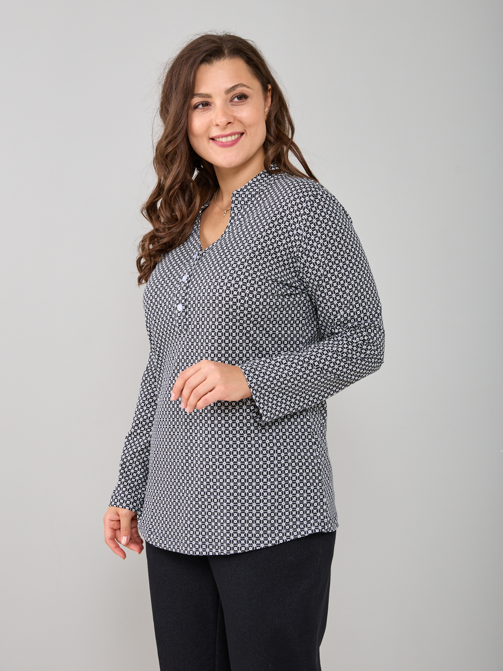 Блузка БЛ-22/чернобелая-геометрия