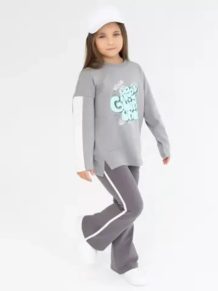 Серый костюм оверсайз для девочки