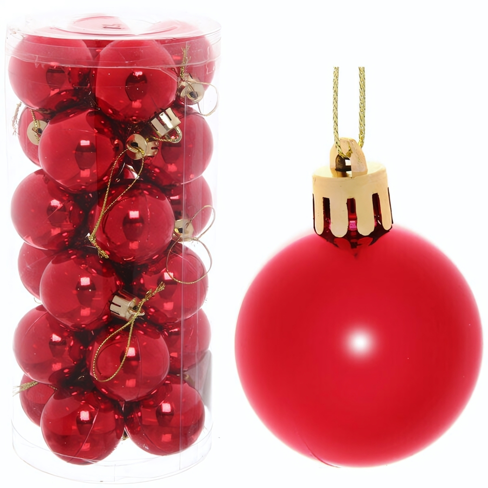 Новогодние шары 4 см (набор 24 шт) «Глянец», красный
