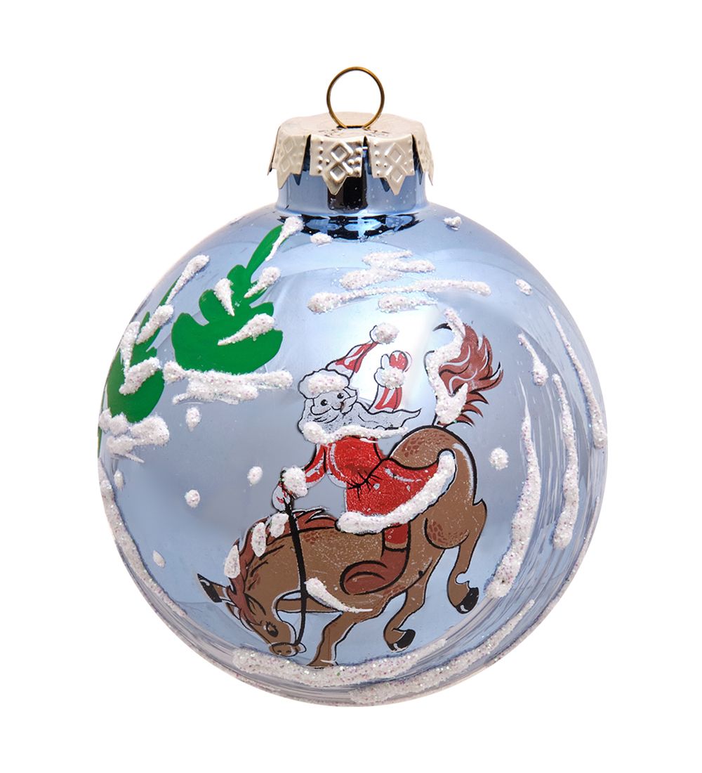 НФШ-1619 Ел.украшение Шар «Дед Мороз на лошадке» 85 мм