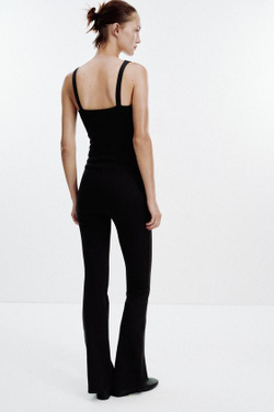 ZARA БРЮКИ FLARE ИЗ ИНТЕРЛОКА, ЧЕРНЫЙ