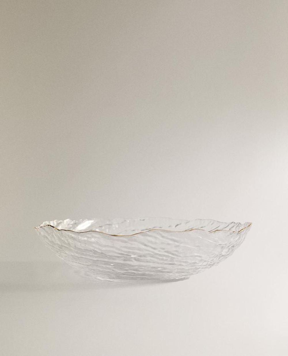 ZARA HOME СТЕКЛЯННАЯ САЛАТНИЦА С ЗОЛОТОЙ КАЙМОЙ, ПРОЗРАЧНЫЙ