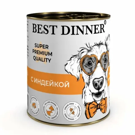 BEST DINNER Консервы для собак и щенков с шести месяцев индейка 0,34 кг
