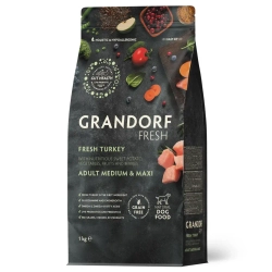 Grandorf fresh dog adult med&maxi turkey&sweet potato сухой беззерновой корм с живыми пробиотиками для взрослых собак средних и крупных пород с индейкой и бататом - 1 кг