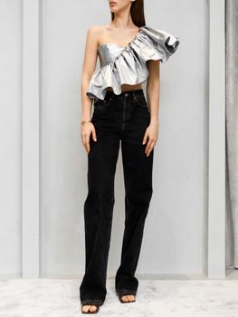 Блуза-топ на одно плечо с рюшем