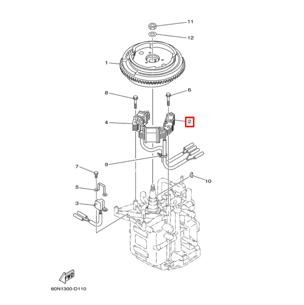 Катушка зажигания подмаховиковая Yamaha F6-9.9 (PREMARINE2)