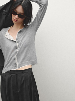 Massimo Dutti Легкий кардиган с эффектом потертости, серый