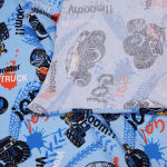 Кулирная гладь с рисунком, 100% хлопок, 150 гр/м2, голубой/чёрный (20669)