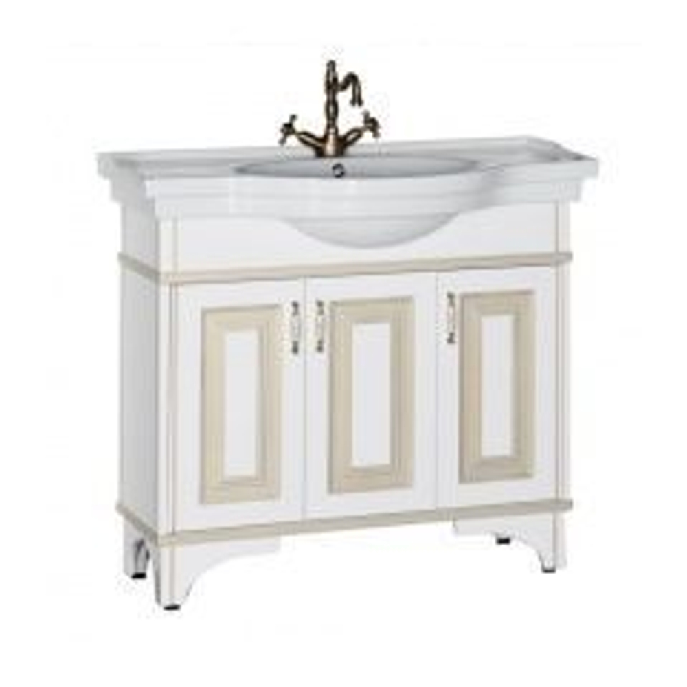 Тумба с раковиной Aquanet Валенса 100 белый краколет/золото