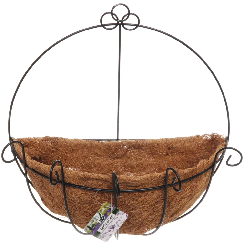 Кашпо для цветов 1,8л «Коковита» с кокосовым волокном, настенное d=30см ДоброСад
