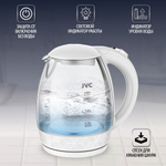 Чайник электрический JVC, JK-KE1514, бел, 1.7 л, 2200 Вт, ск нагр элем, стекло