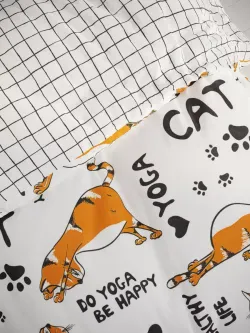 Постельное белье бязь Сказка "Yogacat" (бязь) 1,5-сп Наволочка 50х70 см 1 шт Простынь 150x215 смПододеяльник 145x215 см