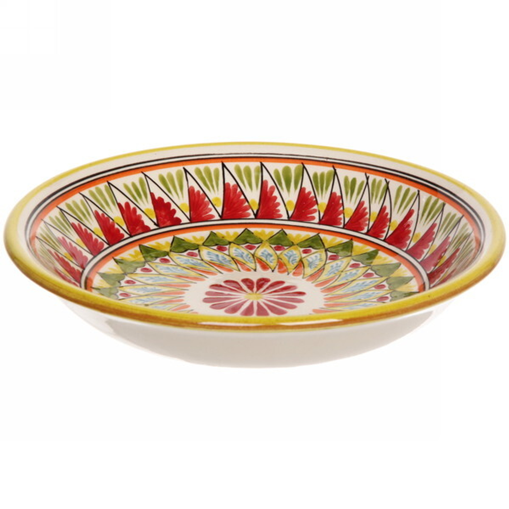 Тарелка глубокая 19*4см зеленая Риштанская Керамика