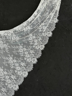 Кружево шантильи для белья теплое белое широкое неэластичное ширина 70 см купон 2,9 м