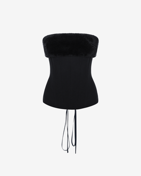 Топ из крепа с мехом