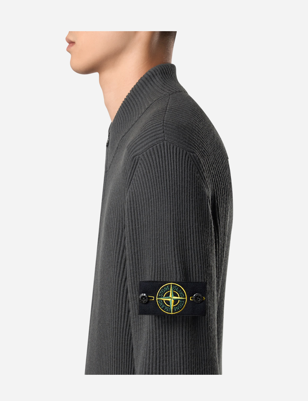 Stone Island Zip-up Jumper Wool Lead Grey