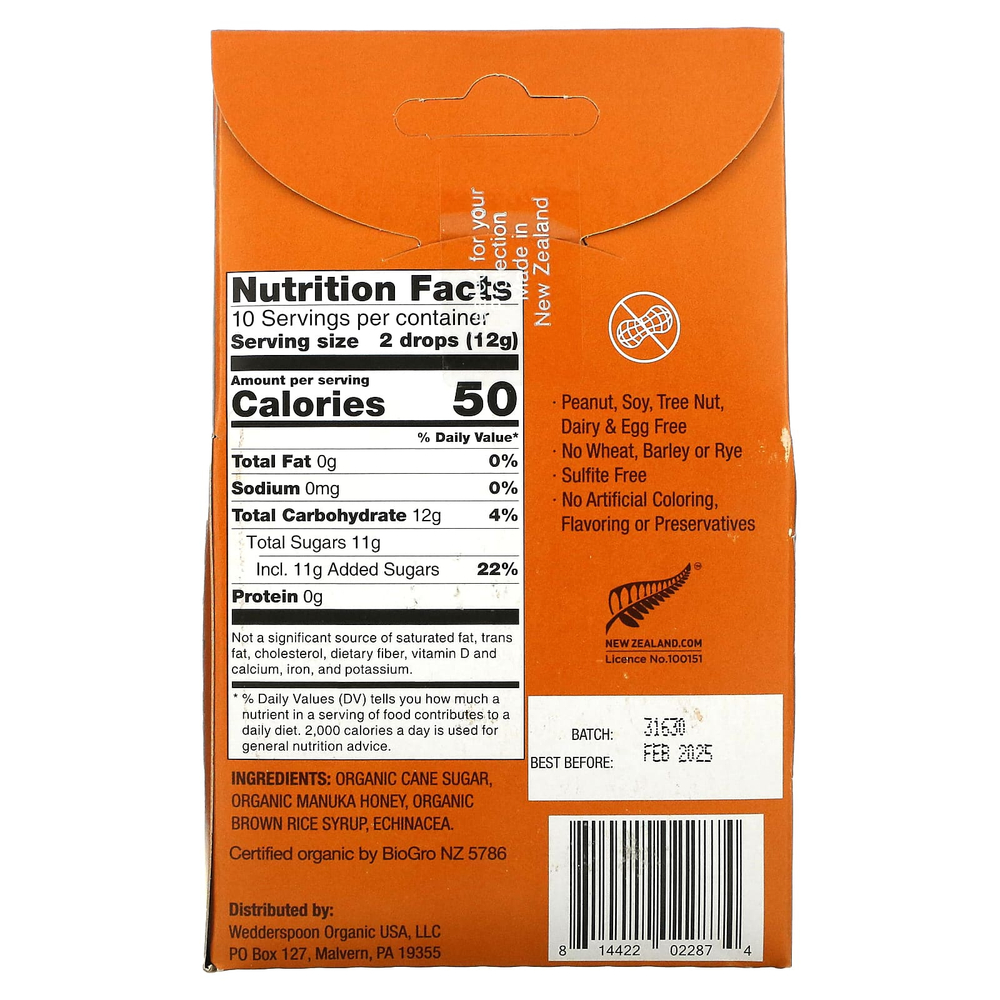 Wedderspoon, органические леденцы с мёдом манука, мёд с эхинацеей, 120 г (4 унции)