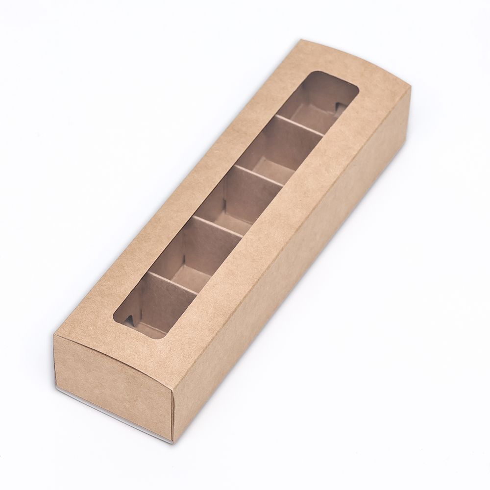 Коробка с окном 5 конфет КРАФТ 21*50*33см КУ-557