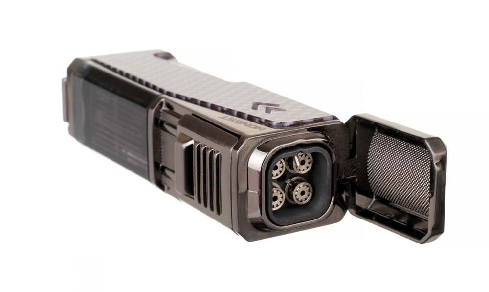 Зажигалка сигарная Honest, четверное пламя, с пробойником и сигарным ложементом, карбон 778-Carbon